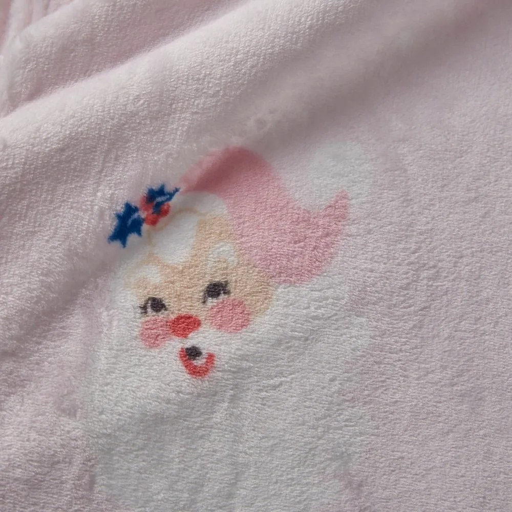 Светлорозово одеяло с коледен мотив от микроплюш 130x170 cm Vintage Christmas Santa – Catherine Lansfield