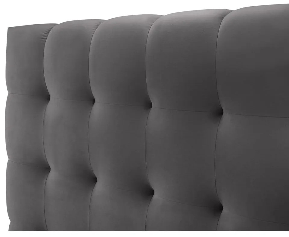 Сиво тапицирано двойно легло с място за съхранение и решетка 200x200 cm Bali - Cosmopolitan Design