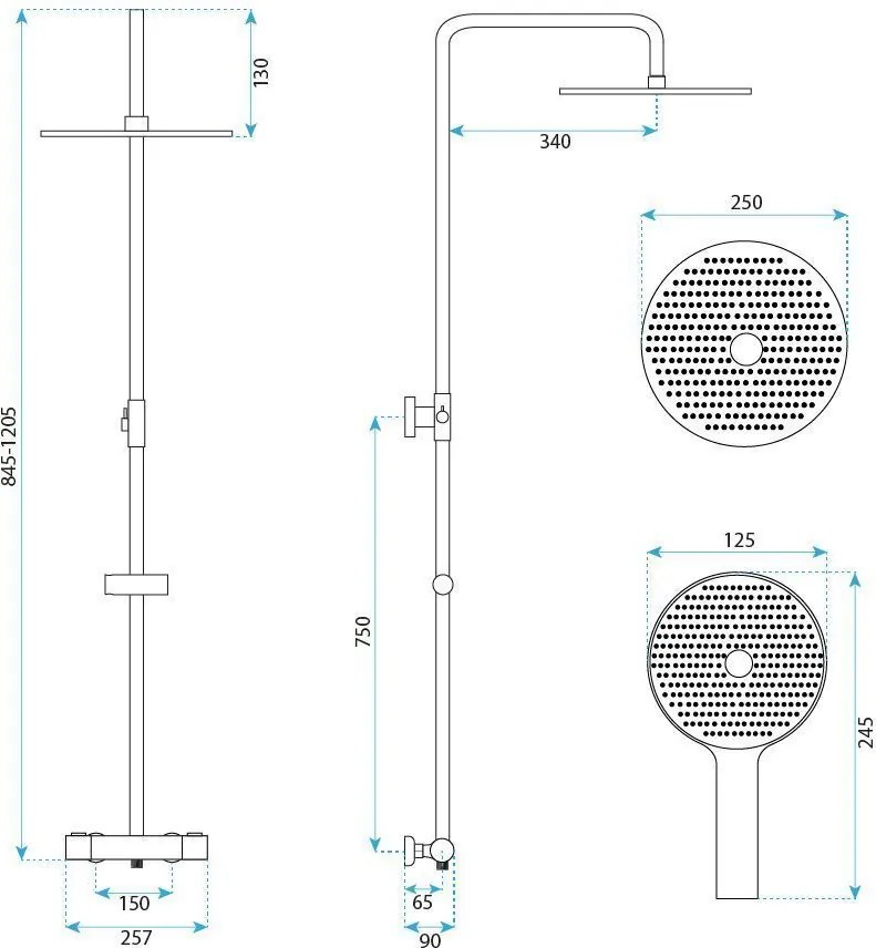 Душ комплект без чучур с термостат Rea Lungo Chrome