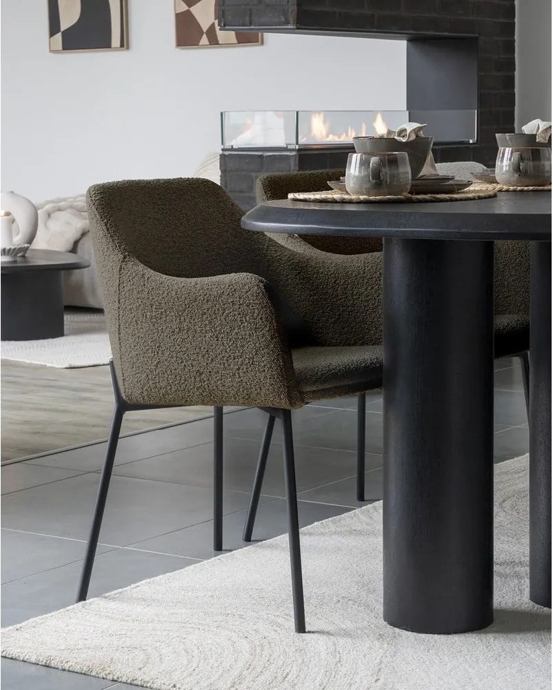 Кафяв тапициран трапезен стол с подлакътници Melilla – House Nordic