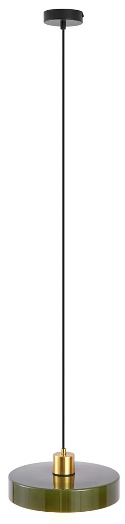 Ретро висяща лампа златиста със зелено стъкло - Jina