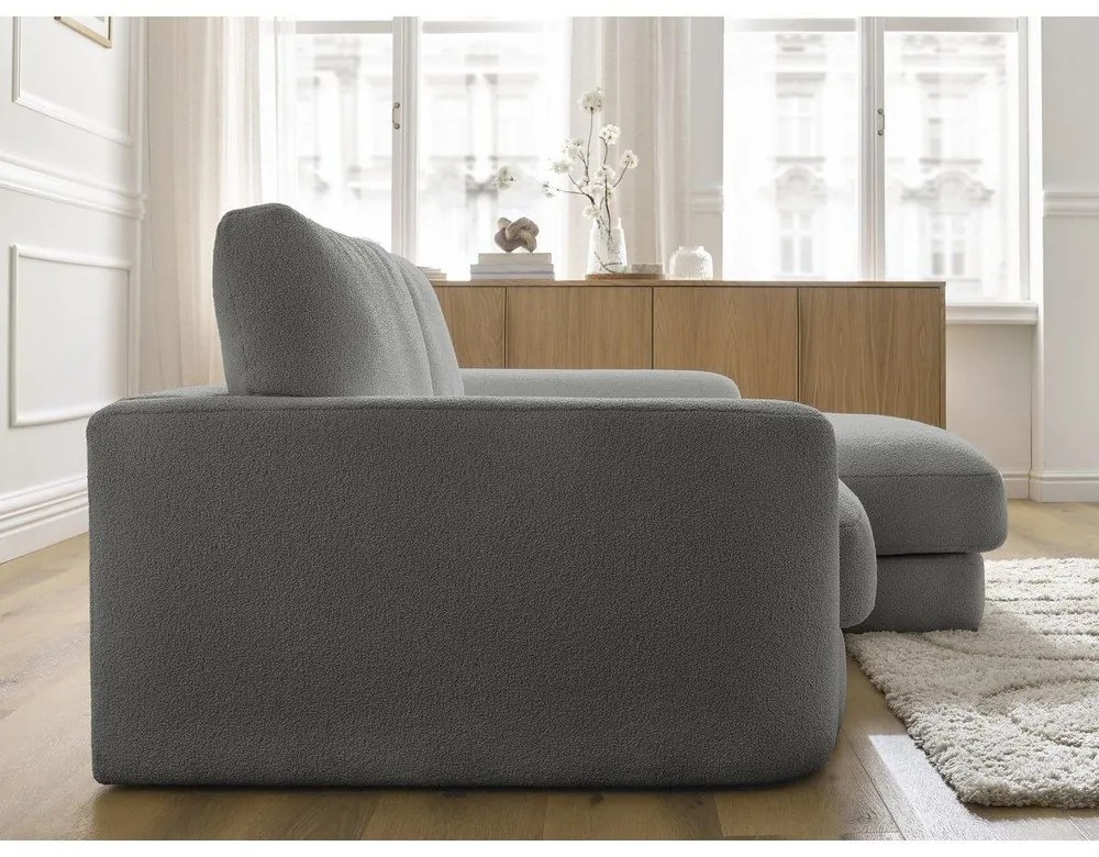 Тъмносив ъглов диван от букле (десен ъгъл) Leonore – Bobochic Paris