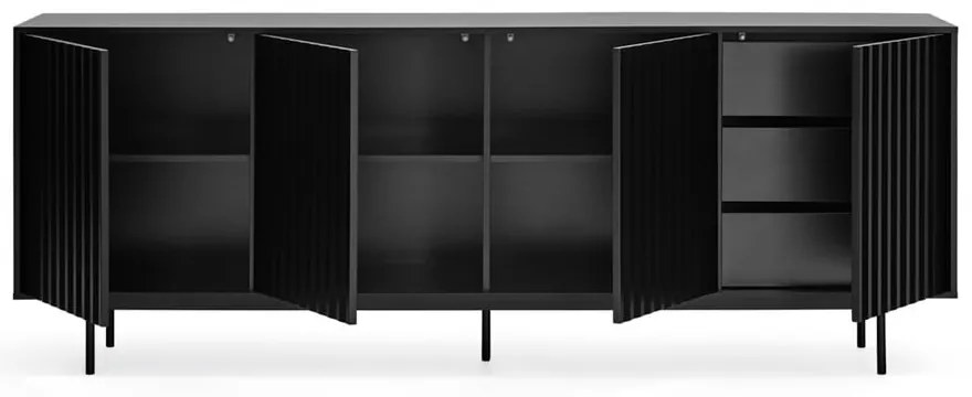 Черен нисък скрин 211x80 cm Sierra – Teulat