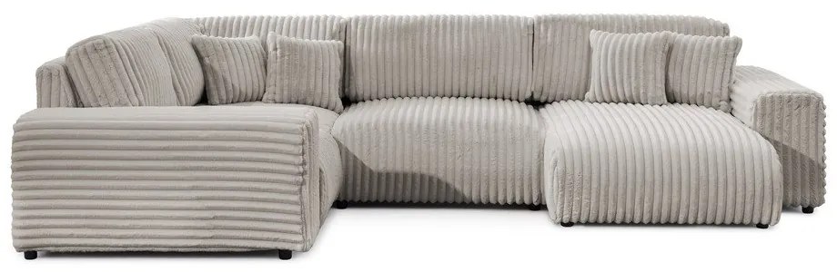 Светлосив ъглов диван от рипсено кадифе (ляв ъгъл/U форма) Justin – Ropez