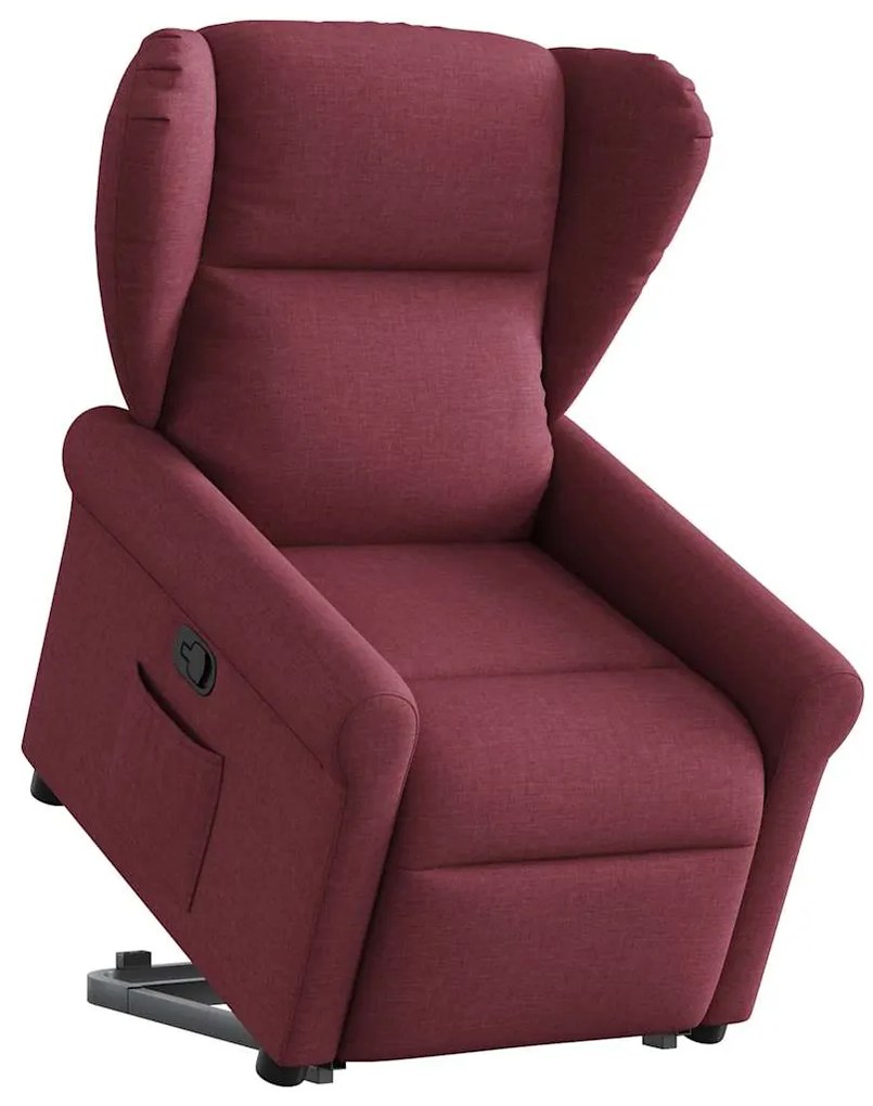 3303377 vidaXL Изправящ реклайнер стол, виненочервен, текстил