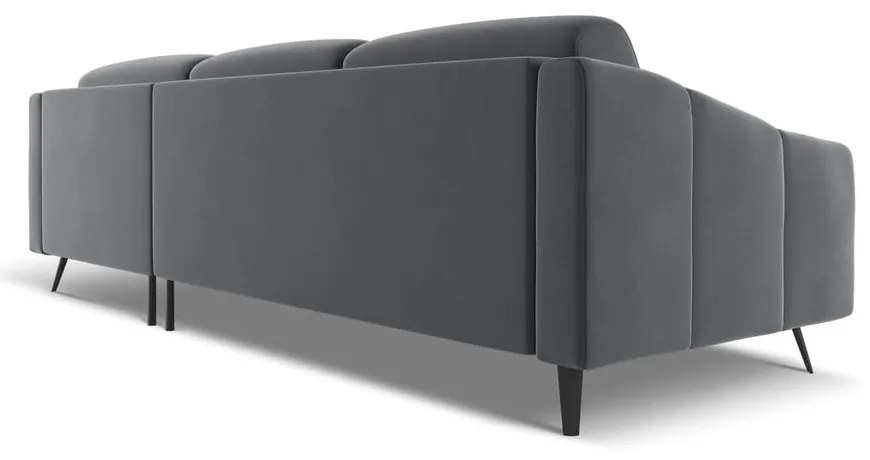 Сив кадифен ъглов диван (десен ъгъл) Nalu – Makamii