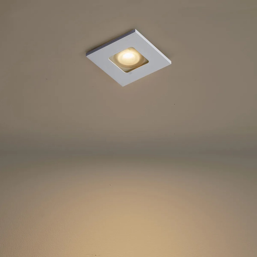 Комплект от 6 модерни вградени прожектора бели квадратни IP44 - Qure