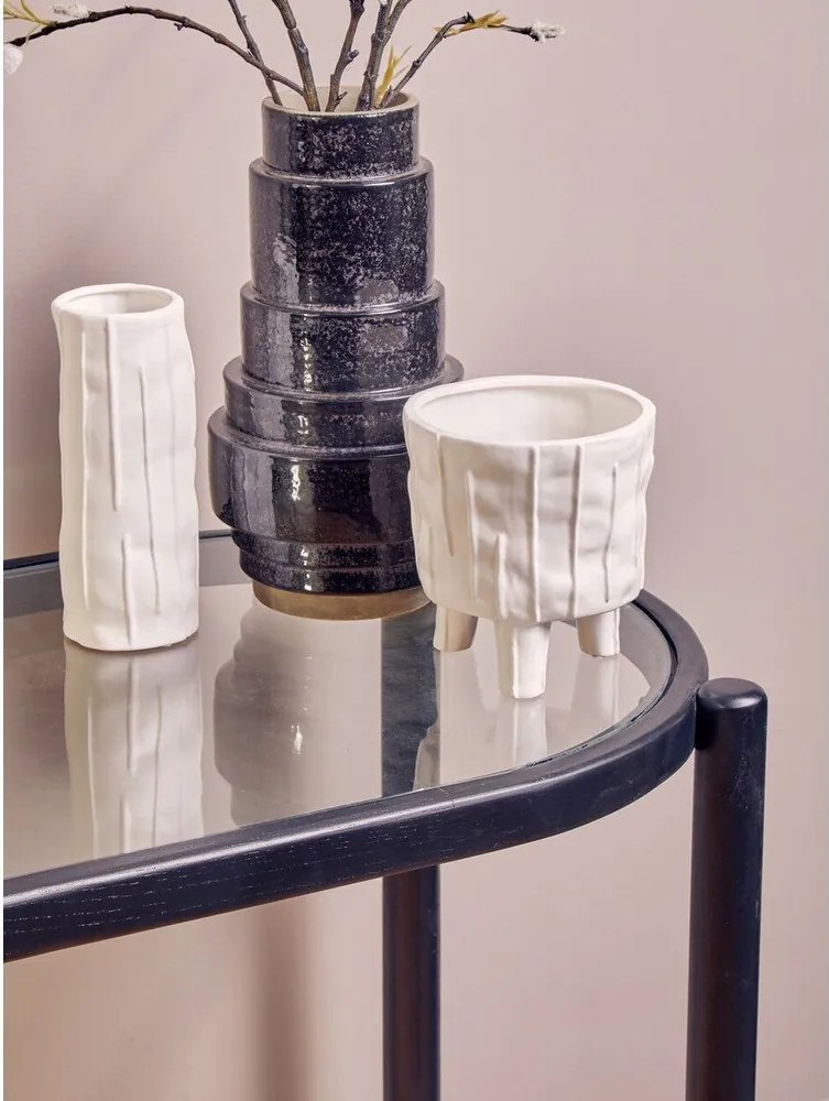Черна/в естествен цвят конзолна маса със стъклен плот 49x100 cm Cebu – Premier Housewares