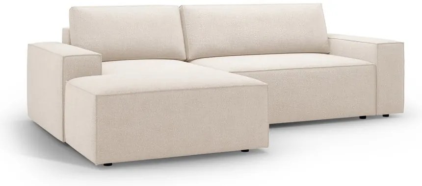 Бежов разтегателен ъглов диван от букле (ляв ъгъл) Jodie – Micadoni Home