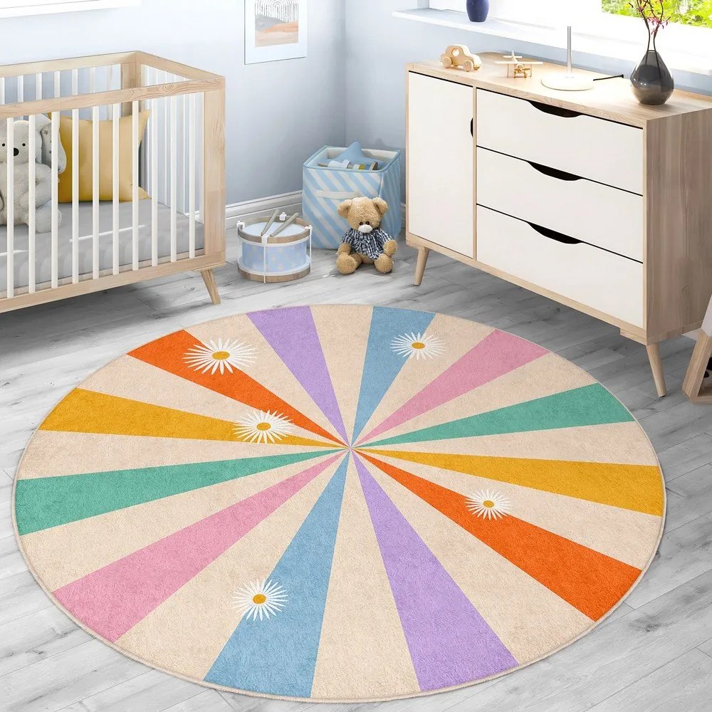 Детски килим подходящ за пране ø150 cm Rainbow Daisy – Mila Home