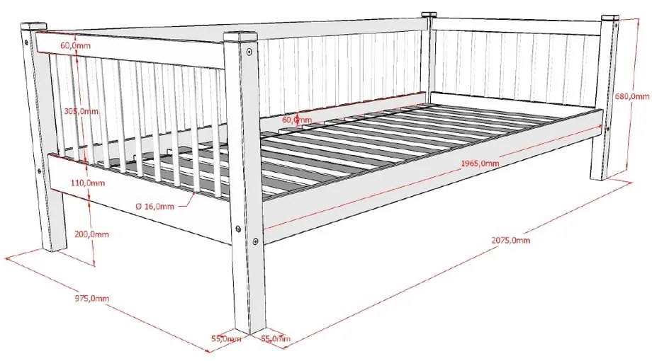 Бяло разтегателно детско легло от масивен бук с място за съхранение 90x200 cm Forrest – Vipack