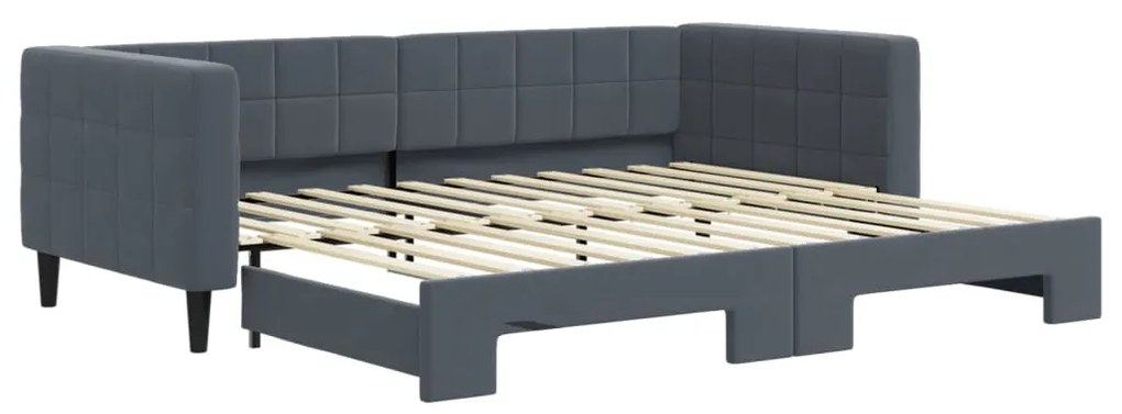 3196692 vidaXL Канапе с изтеглящо легло тъмносива 90x200 см кадифе