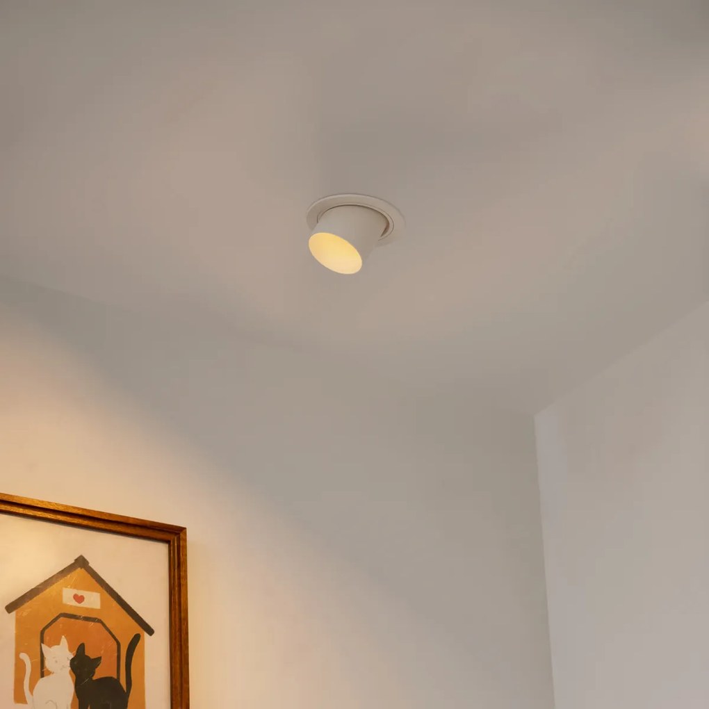 Комплект от 6 вградени спота бежови GU10 50mm кръгли въртящи се и накланящи се - Installa