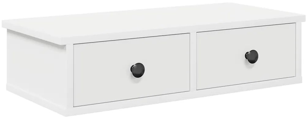 859941 vidaXL Стенна етажерка с чекмеджета Бяла 60x28x15 cm
