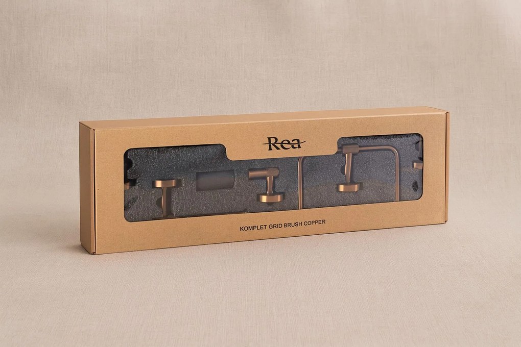 Комплект аксесоари за баня GRID Brush Copper 4 части