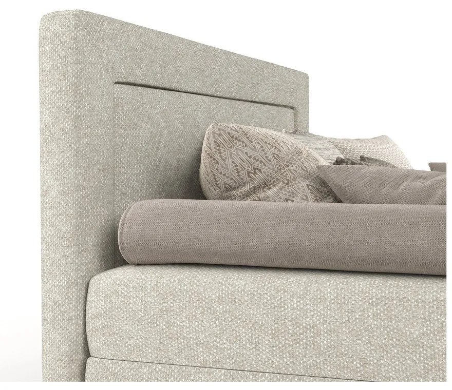 Сиво-бежово тапицирано единично легло 90x200 cm Alba – Maison de Rêve