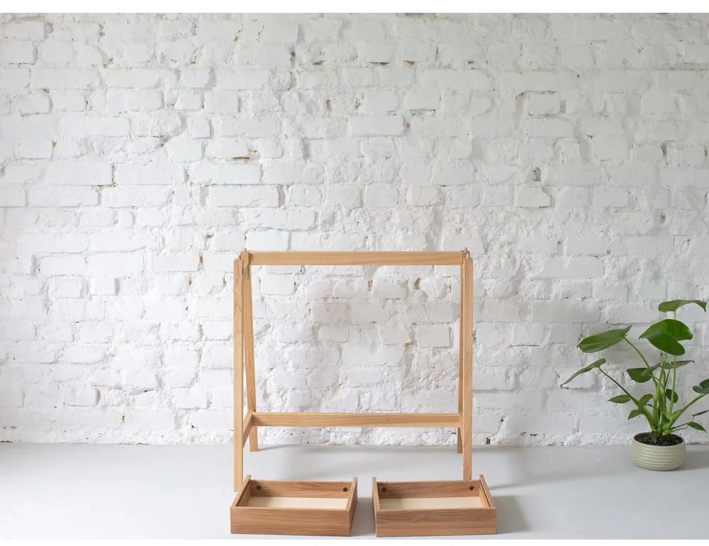 Бяло бюро с основа от ясенова дървесина, дължина 85 cm Luka - Ragaba