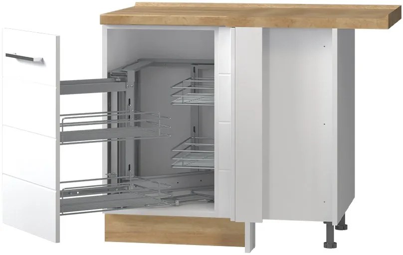 Подов ъглов шкаф Hudson R-UG-1KMC-White - White glossy-Right