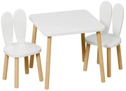GINGER HOME К-кт дървена маса с 2 столчета BUNNY БЯЛ