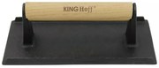 Чугунена преса за месо Kinghoff KH 1758, 21x10.8 cm, Дървена дръжка, Черен