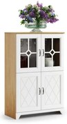 Ниска витрина ПРОВЕНЗА KWND4 Каменен дъб/Бял мат - СТОЯЩ ШКАФ С 4 ВРАТИ СКРИН РЕТРО