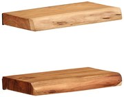 373623 vidaXL Стенни рафтове, 2 бр, 30x20x3,5 см, акациево дърво масив