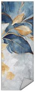 Синьо-златиста пътека подходяща за пране 80x200 cm Golden Leaves – Mila Home