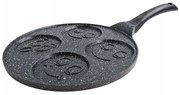Тиган за палачинки с личица ZILNER ZL 2421, 26 см, 4 различни форми, Мраморно покритие, Черен