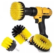 Почистващи четки за винтоверт Rila Crafts, 3 броя приставки, Твърд косъм, Черен/жълт