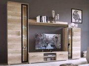 Секция Bristol 102Черен, Country дъб, Отделни части, С TV маса, Закалено стъкло, Ламинирано ПДЧ, 182x256x40cm, 98 kg