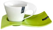 Порцеланова чаша с чинийка Бяло/Зелено DY0635 - 300мл