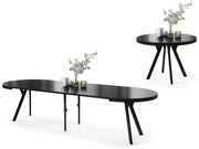 ВИТО Черен мат/черни крака - ГОЛЯМА КРЪГЛА МАСА Ø110 РАЗТЕГАТЕЛНА ДО 310 cm С КРАКА Y ЛОФТ/ИНДУСТРИАЛНА