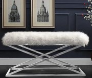 Луксозна тапицирана пейка с кожух от изкуствена кожа и хромирана конструкция - елегантен скандинавски стил