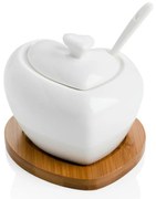 Порцеланова захарница с лъжица и бамбукова подложка Сърце - Brandani