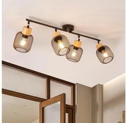 Brilagi - Точково осветително тяло BASKLITE 4xE27/15W/230V каучукова дървесина/черно