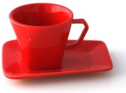 Порцеланова чаша с чинийка червена DY1606 170мл