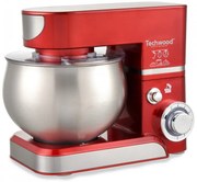 Планетарен миксер Techwood TRO-1065, 1000W, 5 литра, 6 скорости, Пулс, Защита от претоварване, Червен/Инокс