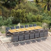 3095659 vidaXL Градински комплект с възглавници 15 части полиратан сив