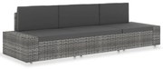 49526 vidaXL Триместен модулен диван, полиратан, сив