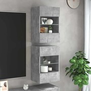 837085 vidaXL Стенни шкафове с LED светлини за телевизор, 2 бр, бетонно сив, 40x30x60,5 см