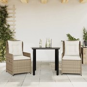 3262889 vidaXL Градински комплект с възглавници, 3 части, бежов, полиратан