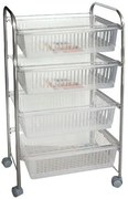 Ege - Стелаж 4 етажа с колела пластмаса/инокс 40373