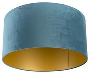 Кадифен абажур син 50/50/25 със златист интериор