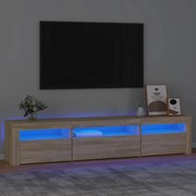 3152740 vidaXL ТВ шкаф с LED осветление, дъб сонома, 195x35x40 см