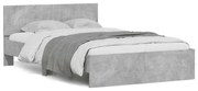 3207633 vidaXL Рамка за легло с табла и LED, бетонно сива, 135x190 см