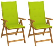 3064070 vidaXL Градински накланящи се столове 2 бр с възглавници акация масив