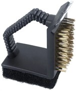 Четка за почистване на барбекю 3в1 Kinghoff KH 1913, 12х10х7 см, Ергономична дръжка, Универсална съвместимост, Черен