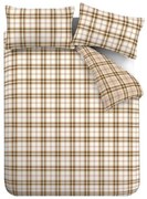 Оранжево-светлокафяво двойно удължено спално бельо 230x220 cm Kelso Check – Catherine Lansfield