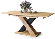 КАРО Дъб Артисан/Черен мат - МОДЕРНА РАЗТЕГАТЕЛНА МАСА ДО 180 cм!