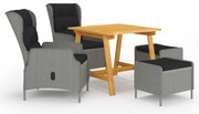 3068729 vidaXL Градински трапезен комплект, 5 части, светлосив